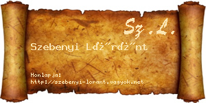 Szebenyi Lóránt névjegykártya